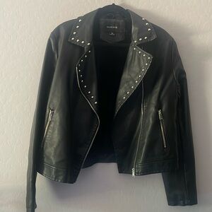 BRAVE SOUL Women's Black Studded Faux Leather JACKET Coat Zip-Up Women's Size XL
